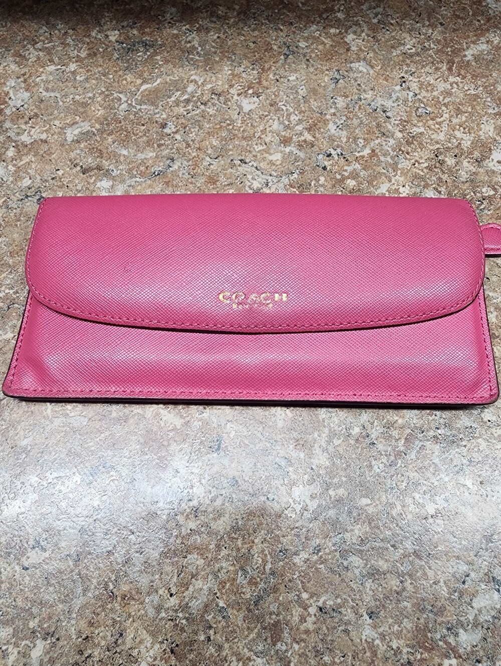 Coach Hot Pink Saffiano Leather Continental Wallet